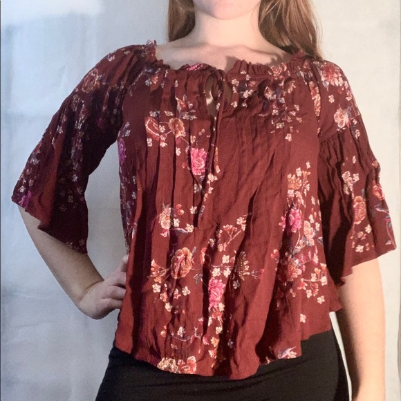 Floral Burgundy blouse - Picture 1 of 3